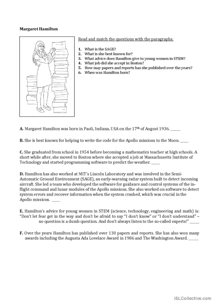 The First All-Female Spacewalk worksheet for young readers on historic space missions Christina Koch and Jessica Meir during the first all-female spacewalk featured in a second grade worksheet