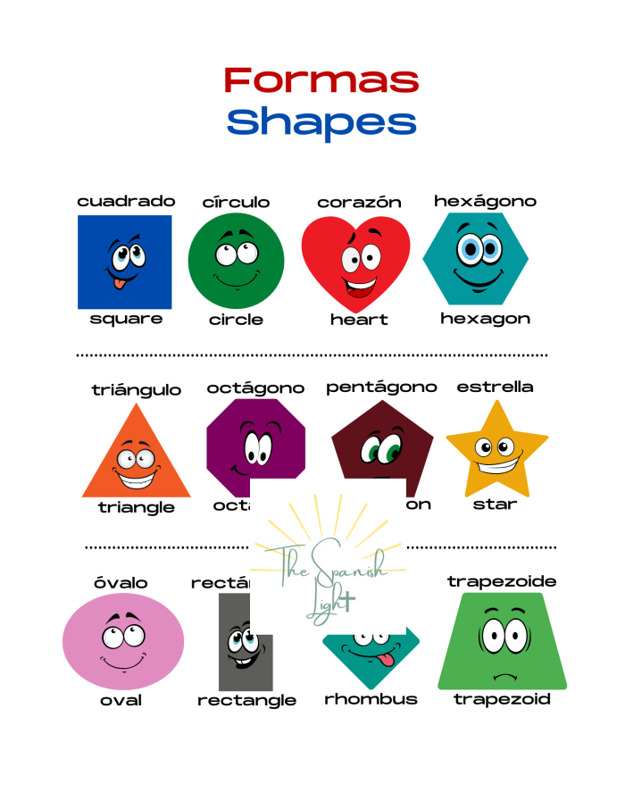 Spanish shapes vocabulary exercise for young learners on worksheet 22 Fourth grade worksheet teaching Spanish shape names with spelling and pronunciation practice