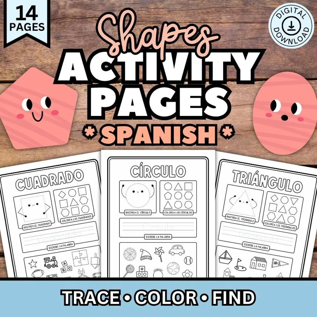 Practice Spanish vocabulary with this shapes worksheet for young learners, image 6 Fourth grade worksheet teaching Spanish shape names with spelling and pronunciation