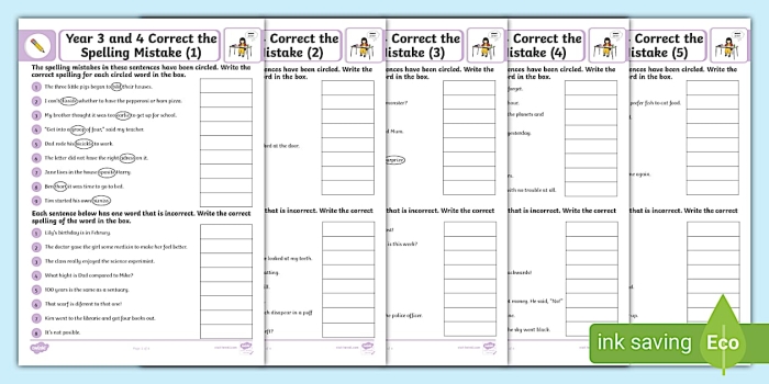 Spelling correction worksheet for third grade students practicing time and money concepts Third graders correcting spelling mistakes on a worksheet about time and money