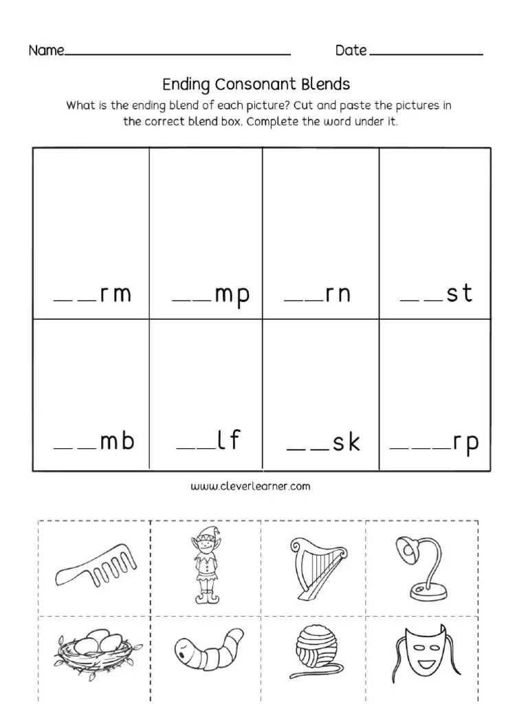 Fun and Easy Printable Ending Consonant Blends Worksheets