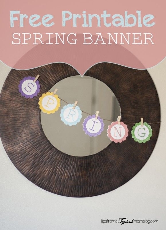 First Grade String a Spring Banner worksheet with colorful flowers to color and string for Easter decoration