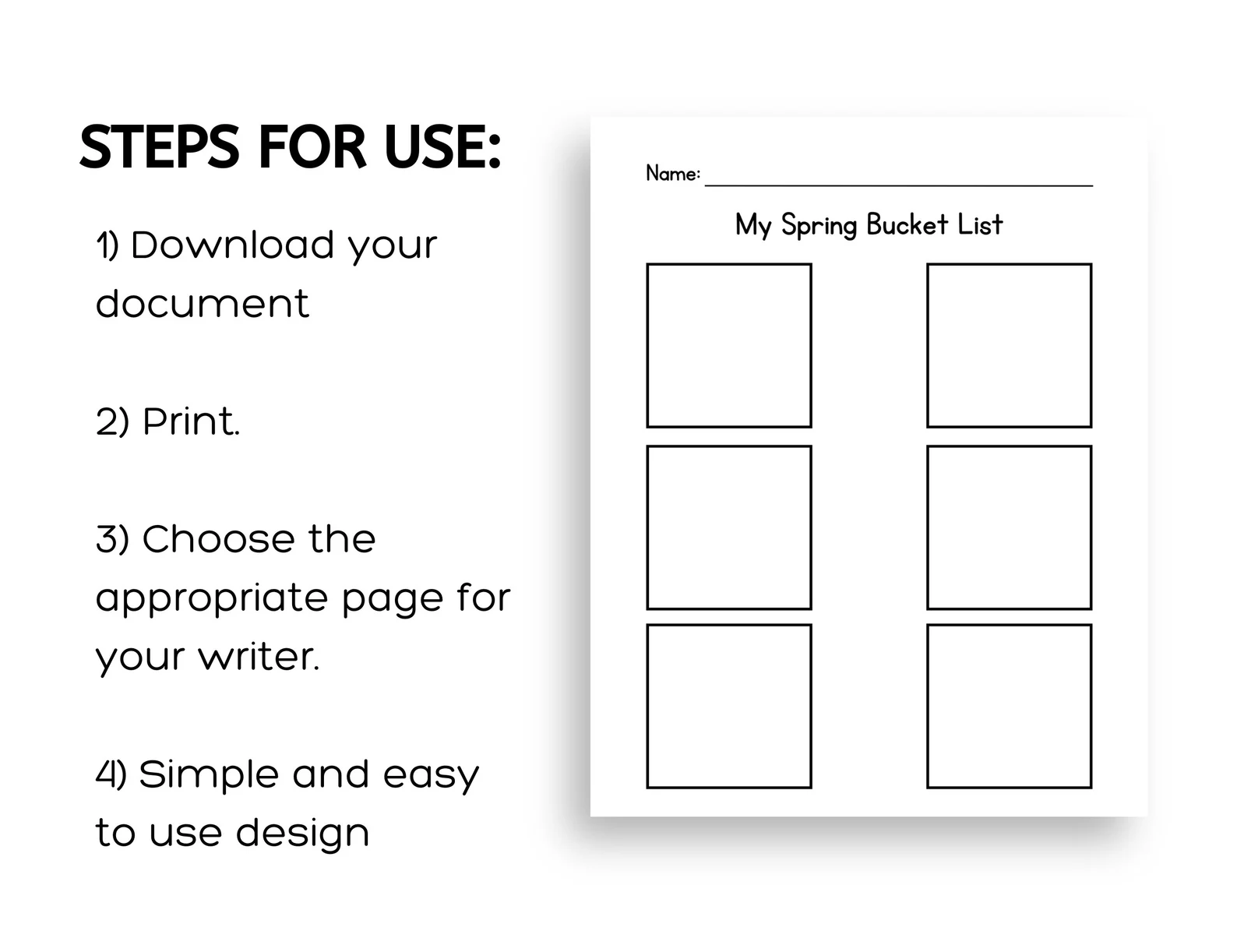 First Grade Geometry Spring Bucket List worksheet filled with fun outdoor activities for family enjoyment
