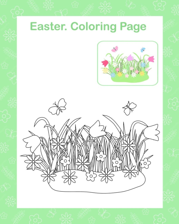 Springtime Scene Coloring Worksheet for Creative Kindergarten Fraction Learning Colorful springtime nature scene worksheet for kindergarten fractions practice