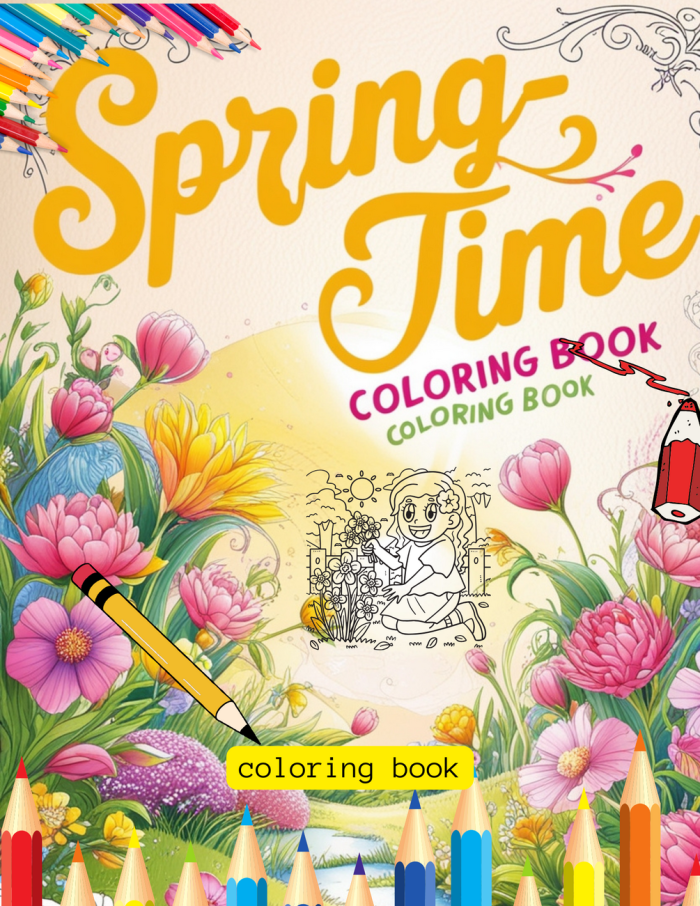 Creative spring coloring worksheet for young learners number 9 Kindergarten fraction worksheet featuring a springtime nature scene for coloring
