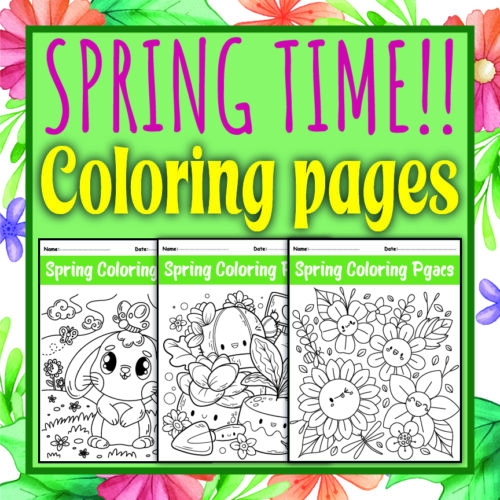 Creative Color the Springtime Scene activity for young learners, image 20 Kindergarten worksheet featuring a springtime nature scene to color and learn fractions