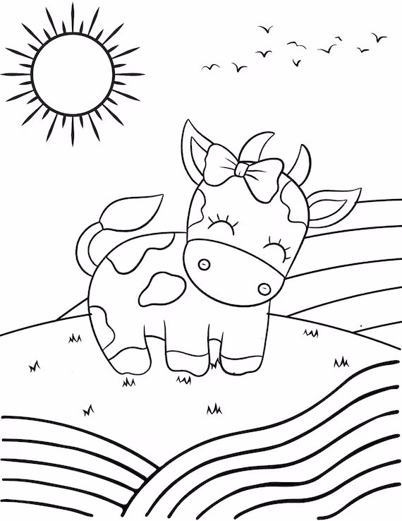 Color the Springtime Scene worksheet for young learners, image 17 Kindergarten spring nature scene for coloring with a focus on fractions