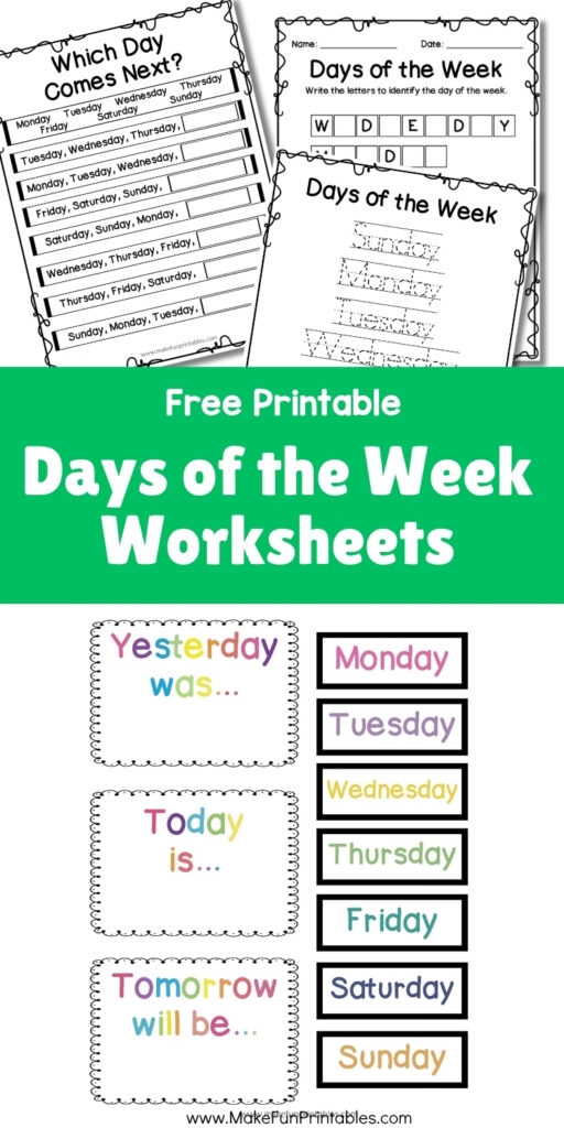 Spring into Spelling: Engaging Days of the Week Worksheet for Kids Colorful worksheet designed for teaching the days of the week to children