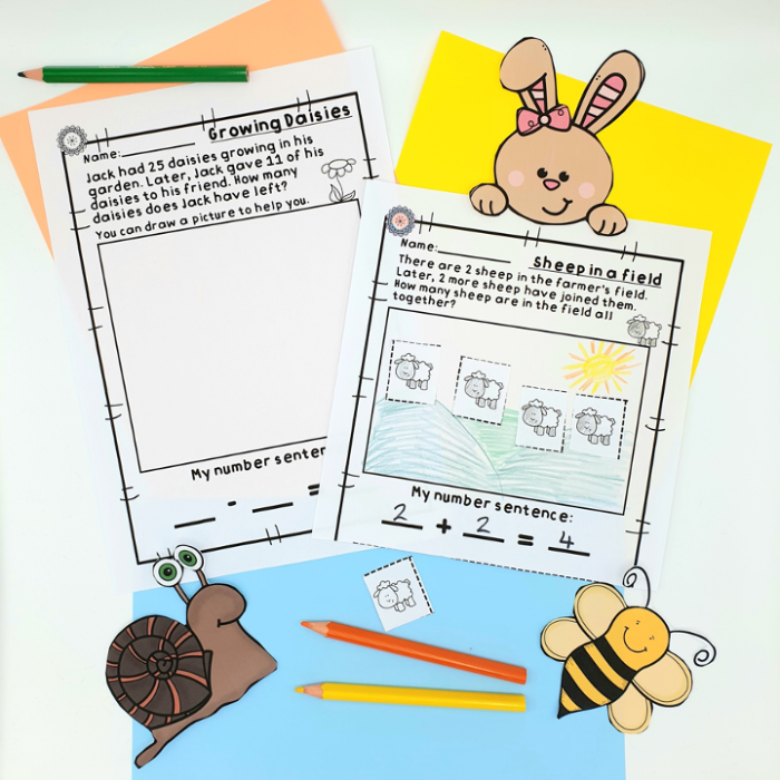 Colorful worksheet featuring fruit and vegetable subtraction problems for kindergarten students within 20