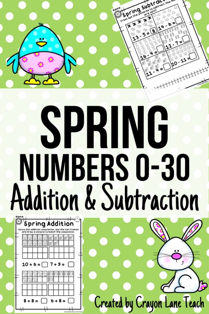 Colorful fruit and vegetable themed worksheet for Spring Kindergarten math subtraction assessment within 20