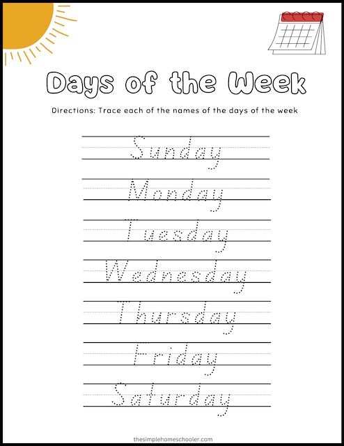 Spring into Spelling: Engaging Days of the Week Worksheet for Kids Colorful worksheet for learning the days of the week designed for children