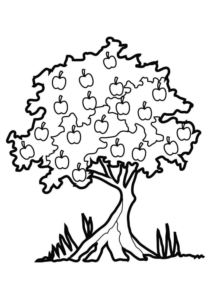 Springtime Tree coloring page with flowers and butterflies for young readers 7 Kindergarten worksheet showing a flowering tree, butterfly, and lilies for coloring fun
