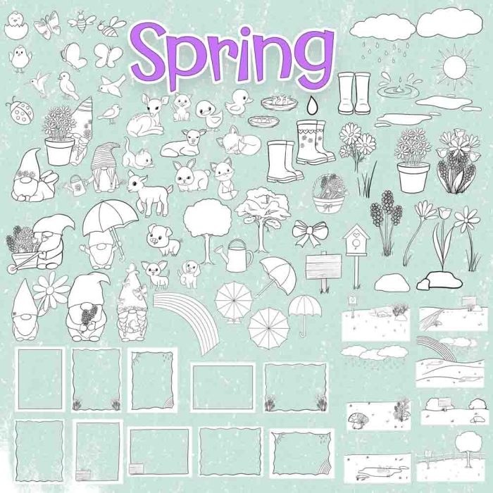 Color the Springtime Scene worksheet designed to inspire creativity and fraction skills in young learners Kindergarten fraction worksheet featuring a springtime nature scene for coloring and learning