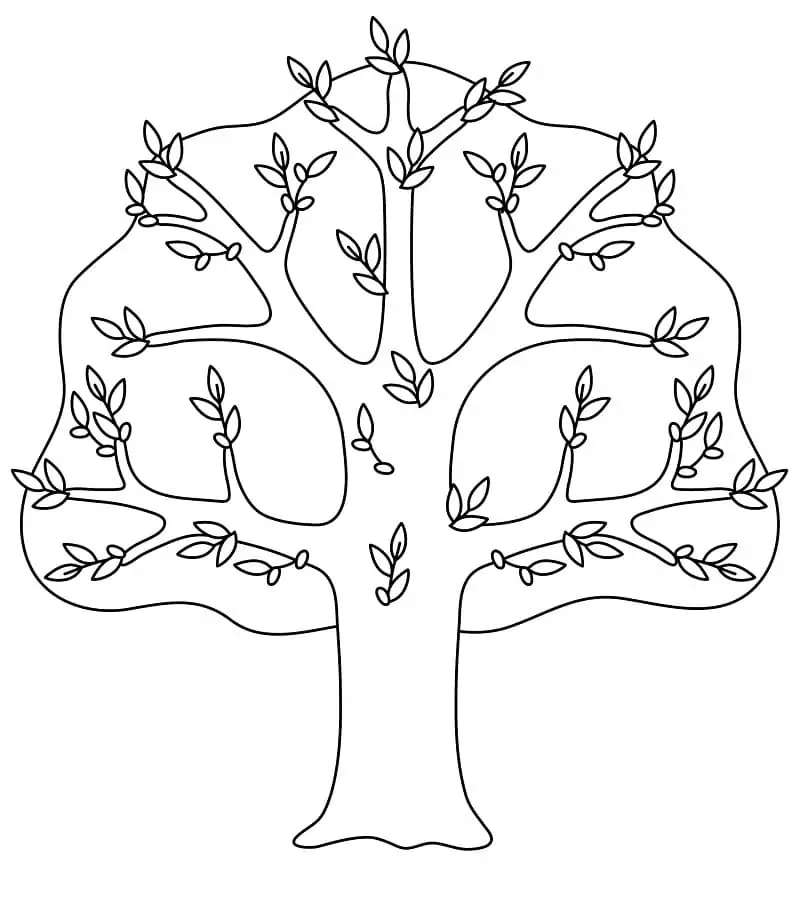 Springtime Tree Coloring Page featuring flowers, butterflies, and spring lilies for young learners 23 Color the Springtime Tree worksheet with a blooming tree, butterfly, and lily-filled landscape for kindergarten readers