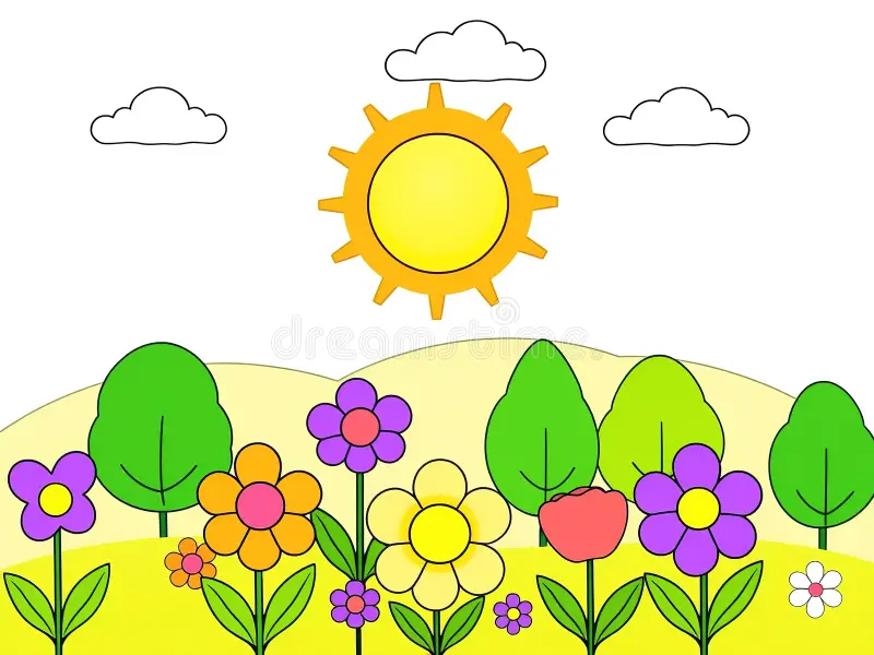 Springtime Tree Coloring Worksheet with flowers and butterflies for young readers 4 Colorful springtime tree with butterflies and blooming lilies for kindergarten coloring fun