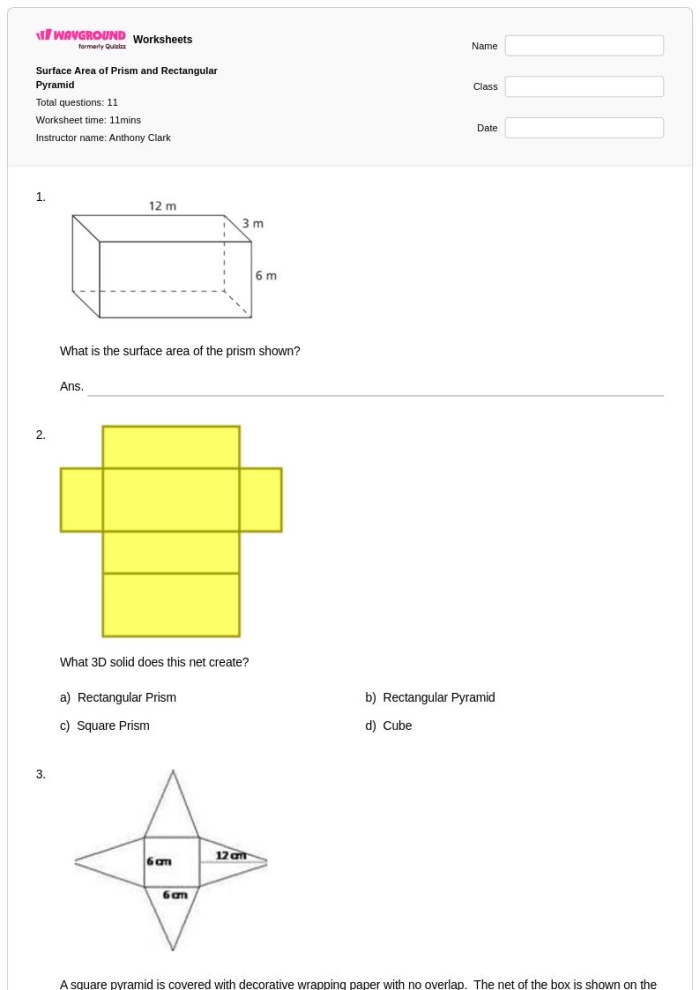 Building a Square Pyramid Craft Activity for Elementary Learners Colorful square pyramid net template for second grade students to cut fold and assemble into a 3D shape