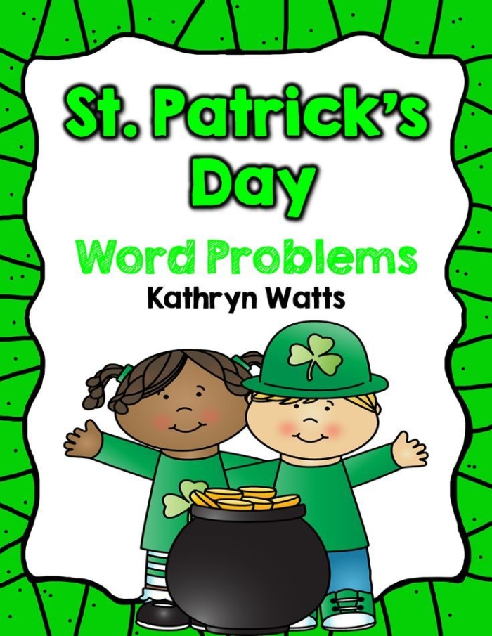 St. Patrick's Day addition word problems for first grade students learning to read and solve math problems