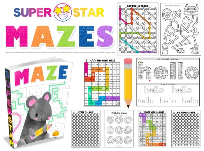 Second grade St. Patrick's Day maze race worksheet with two players navigating side by side mazes