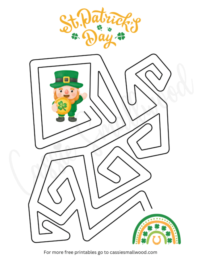 Two second graders solving a side-by-side St. Patrick's Day maze race on a worksheet