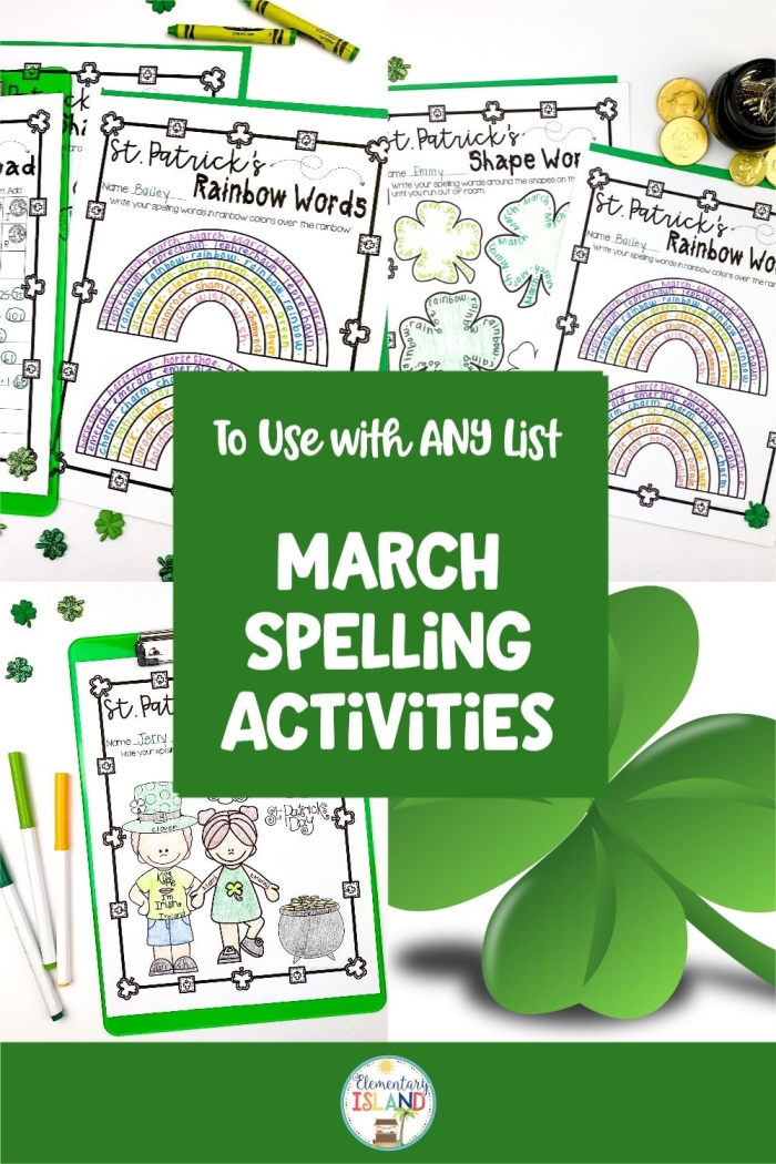 Engaging St. Patrick's Day spelling practice for second grade students on worksheet 15 Second grader happily working on a St. Patrick's Day spelling worksheet with themed words