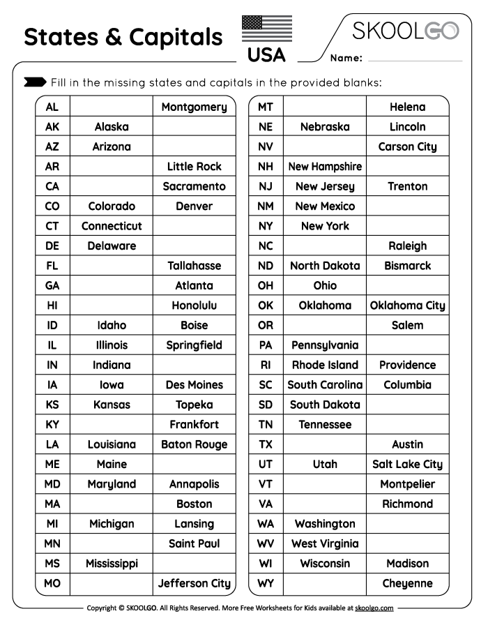 Reading worksheet for Third Grade Worksheet for practicing U.S. states and capitals with a map. States and Capitals Practice: What's That State? 1 worksheet for third graders.