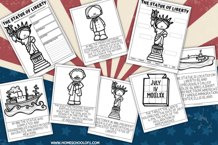 Coloring page of The Statue of Liberty for a second grade German worksheet on national symbols