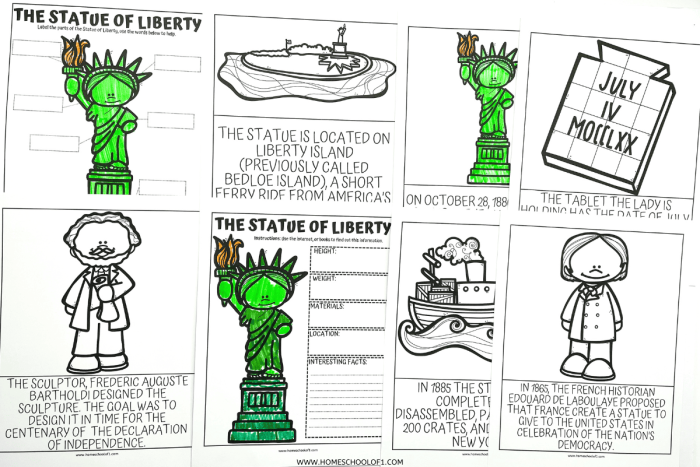 Second grade worksheet about the Statue of Liberty and family heritage in German