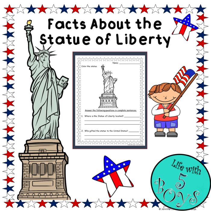 Second grade worksheet featuring the Statue of Liberty and family heritage discussion
