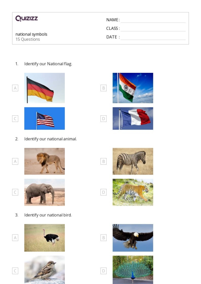 A second grade German worksheet featuring the Statue of Liberty and national symbols