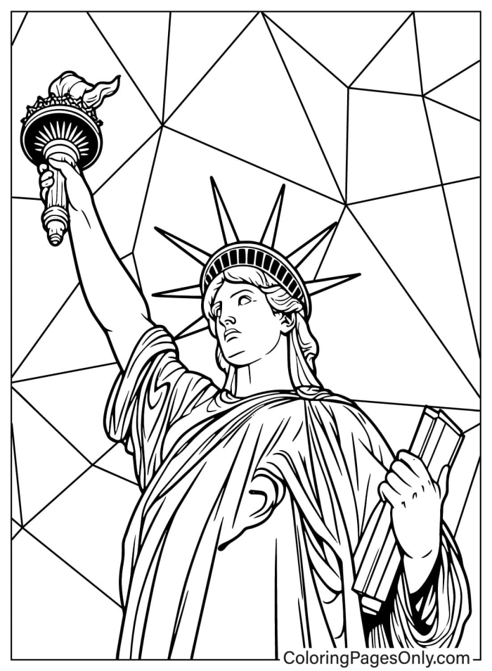 Second grade worksheet featuring the Statue of Liberty for learning about national symbols in German