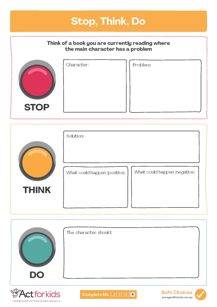 Teaching Others to STOP Mindfulness Method Activity Sheet for Elementary Students Fourth grade students learning the STOP mindfulness technique with a worksheet guide for teaching others