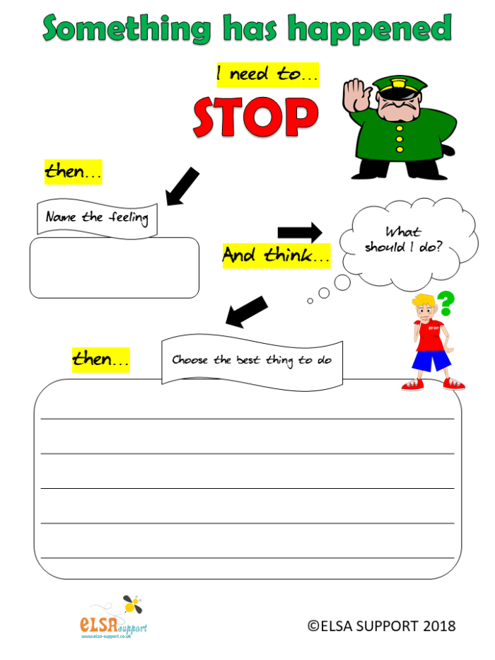 Teaching Others to STOP Mindfulness Method Activity for Elementary Students Fourth grade students learning the STOP mindfulness technique with a worksheet guide for teaching others