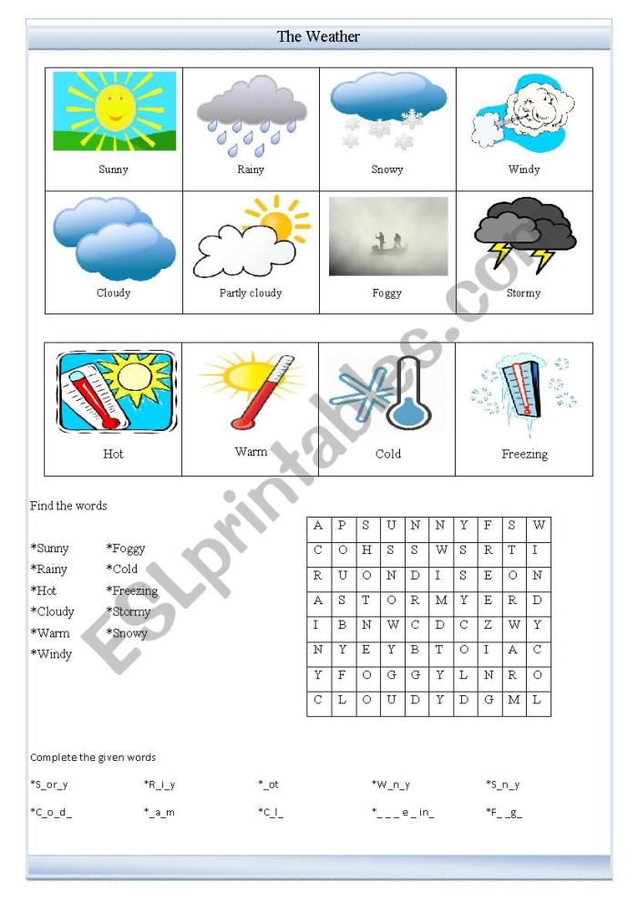 Diagram illustrating weather event impacts for a fifth grade class activity on storms Fifth grade worksheet showing a flow chart of storm effects for a Life Science lesson