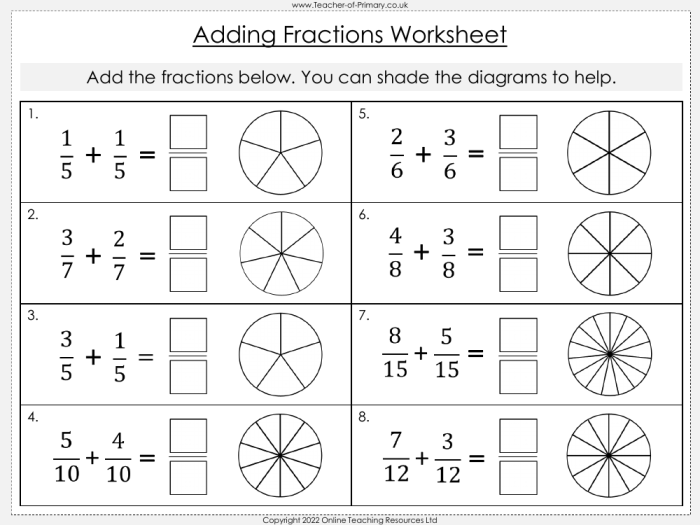 Fifth grade life science worksheet showing steps to subtract fractions with different denominators