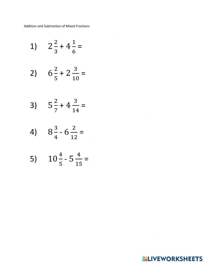 Fourth grade geometry worksheet for subtracting mixed fractions with like denominators and regrouping