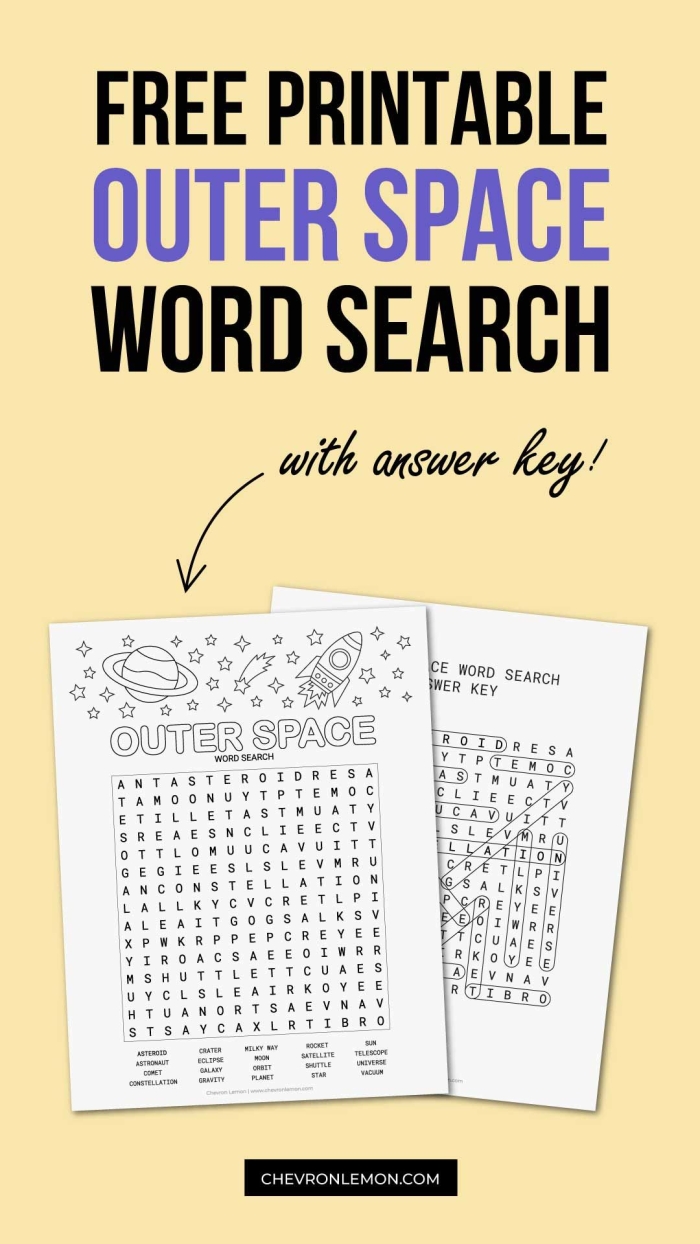 Outer Space Word Search worksheet for grade one with a fun space theme, image 21 First Grade subtraction word search featuring outer space vocabulary for young learners