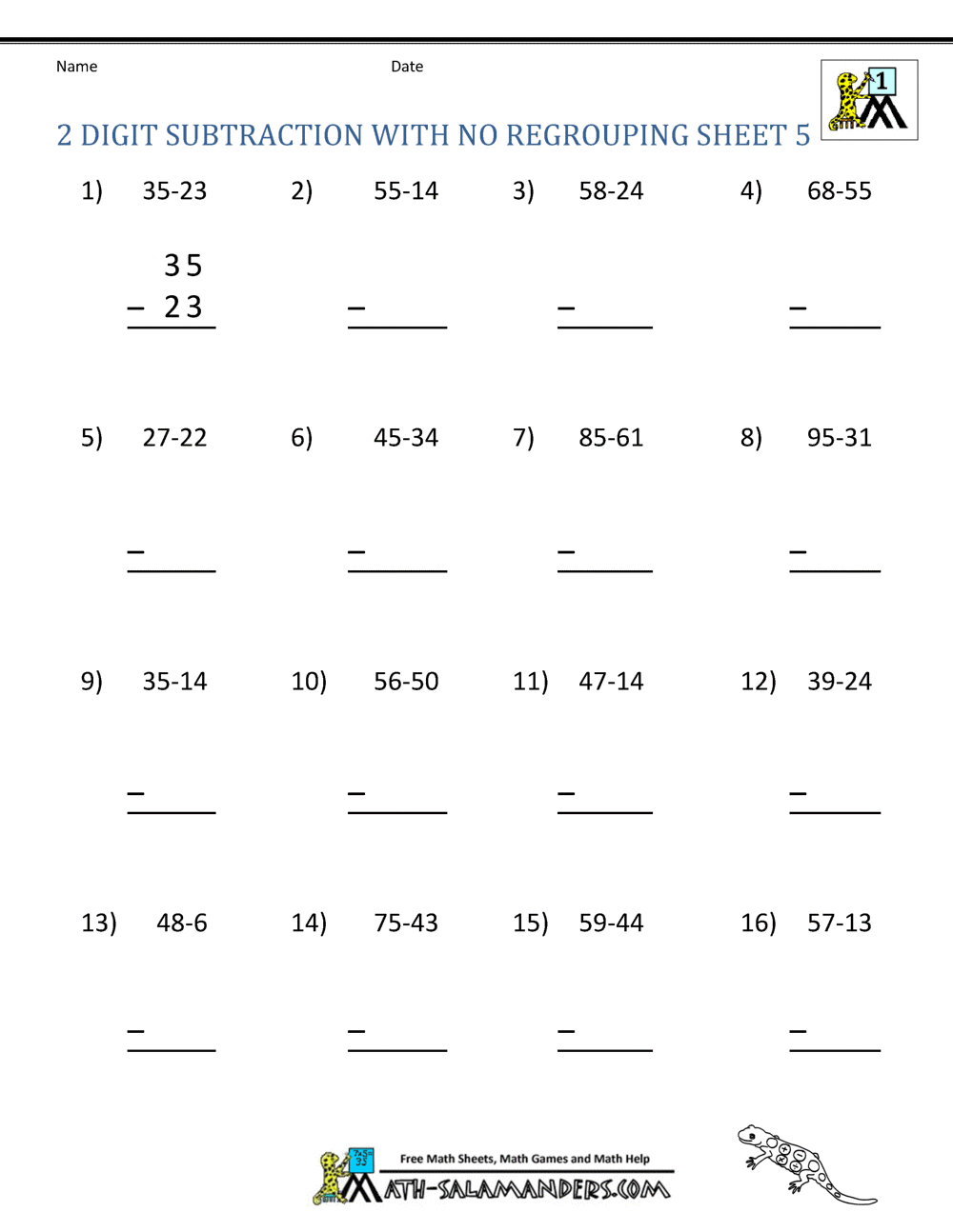 Second grade 2-digit subtraction with regrouping worksheet featuring practice problems and a bonus word problem