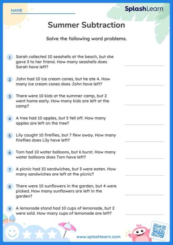 Engaging fractions worksheet focused on weather subtraction for second graders, image 4 Second grade math worksheet featuring weather-themed subtraction word problems with fractions