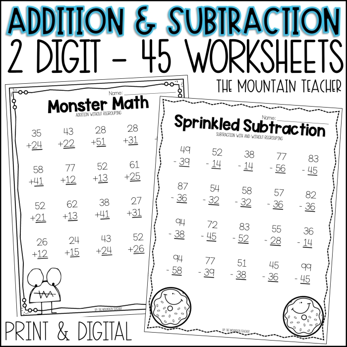 Second grade 2-digit subtraction with regrouping worksheet featuring practice problems and a bonus word challenge