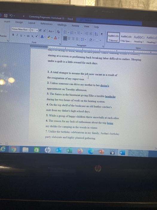 Subtraction themed Fix the Fragments worksheet for third graders with sentence editing exercises Third grade students practicing sentence completion on a Fix the Fragments worksheet focused on subtraction