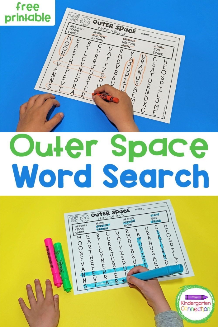 Explore space-themed subtraction vocabulary in this engaging word search for first graders First Grade subtraction Outer Space Word Search worksheet with space vocabulary