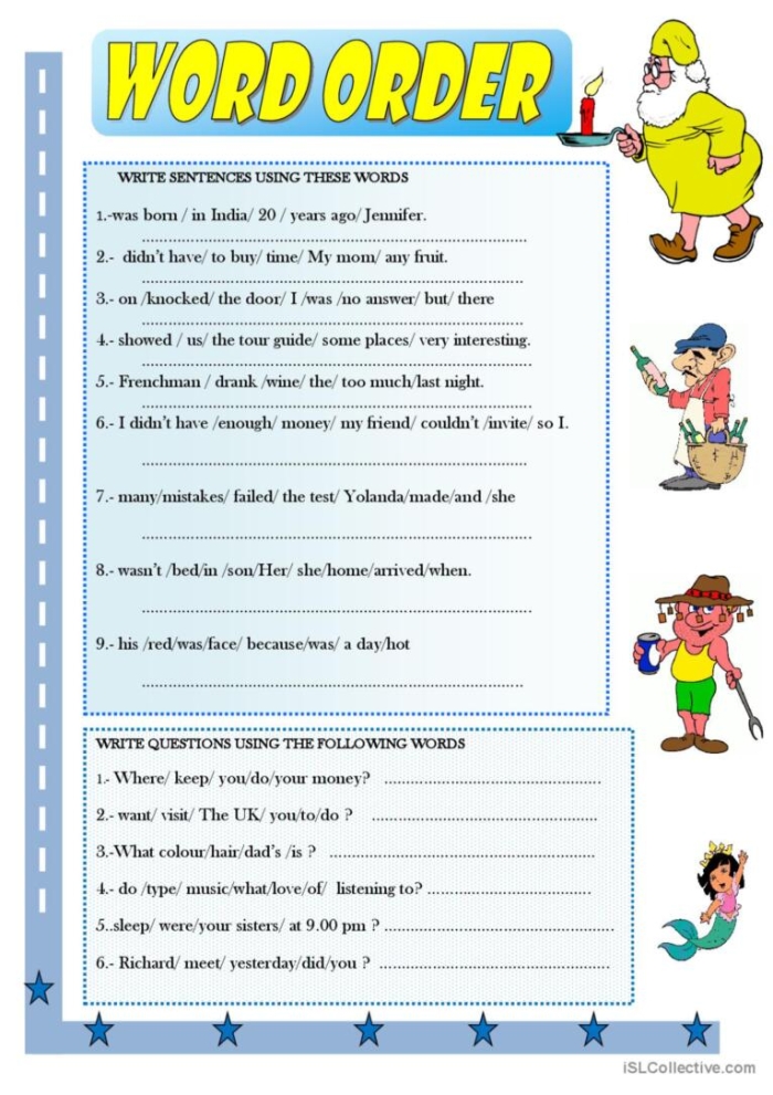 Third grade fractions worksheet focused on summaries using time order words