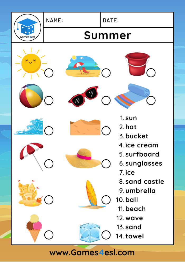Summer Vacation Paragraph Frame activity worksheet for first graders number 3 First Grade worksheet on summer vacation paragraph frame with blanks to fill