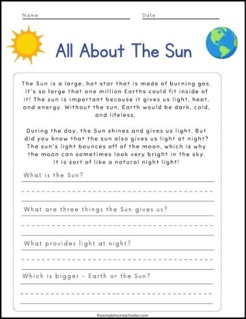 Bright and educational Learn About the Sun! worksheet for young learners, image 12 Kindergarten worksheet for coloring and learning about the sun and its role