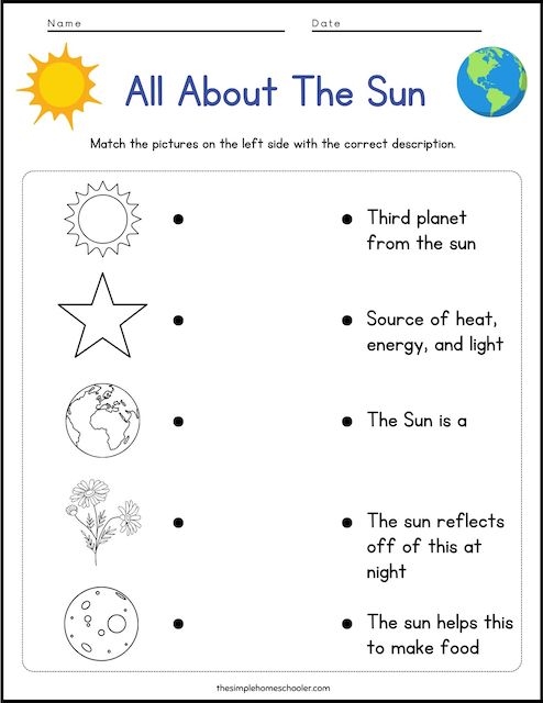 Fun Printable Worksheets to Learn About the Sun for Kindergarten