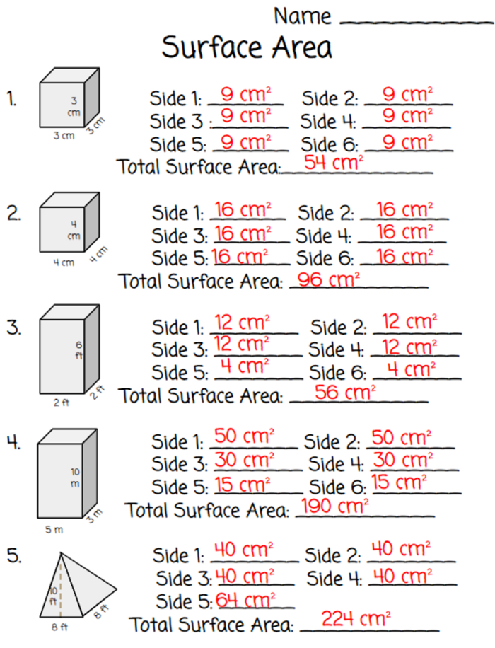 Find the Surface Area of a Cube worksheet for geometry practice Worksheet for calculating the surface area of a cube designed for sixth graders