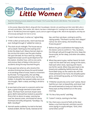 Worksheet for practicing plot development using an excerpt from Little Women