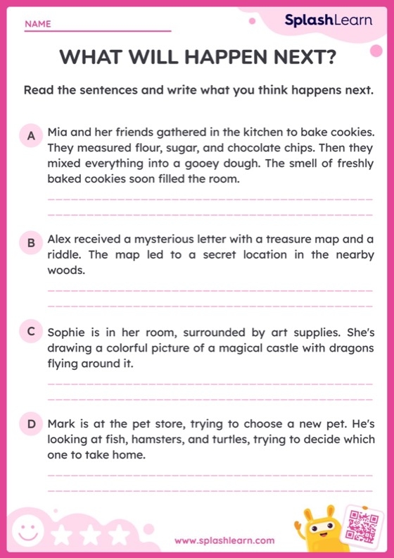 Third grade worksheet for making predictions using text evidence with sentence frames