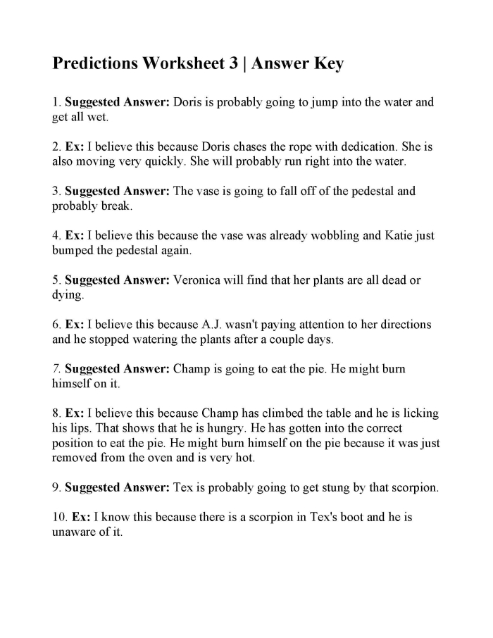 Third grade worksheet on making predictions with text evidence and sentence frames