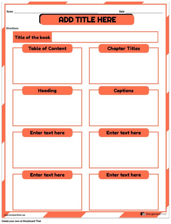 Text Features Sort worksheet designed for fourth-grade handwriting practice